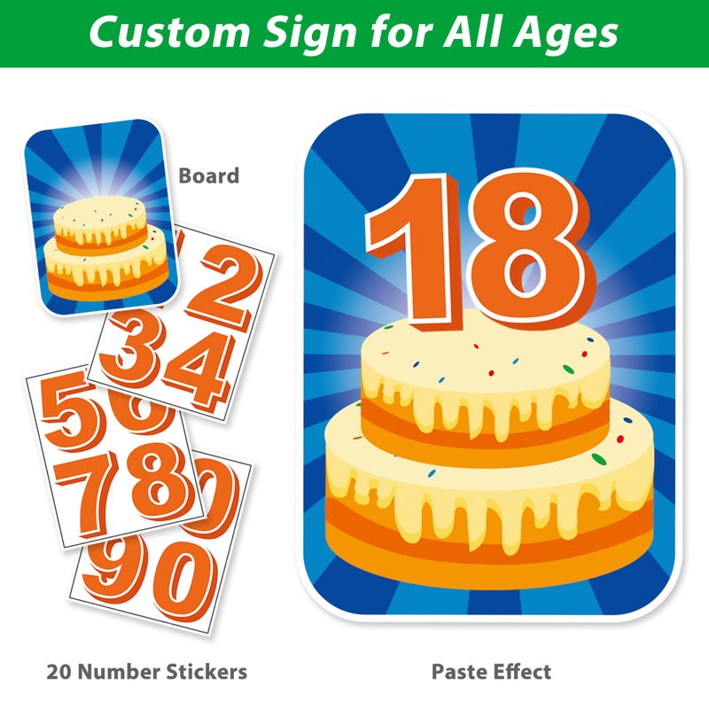 ComboJoy 16 Pcs Happy Birthday Yard Sign with Stakes, Personalized Age Plastic Signs with LED Lights, 20 Number Stickers & Colorful Letters, Weatherproof Birthday Decorations for Indoor & Outdoor Lawn - Image 3
